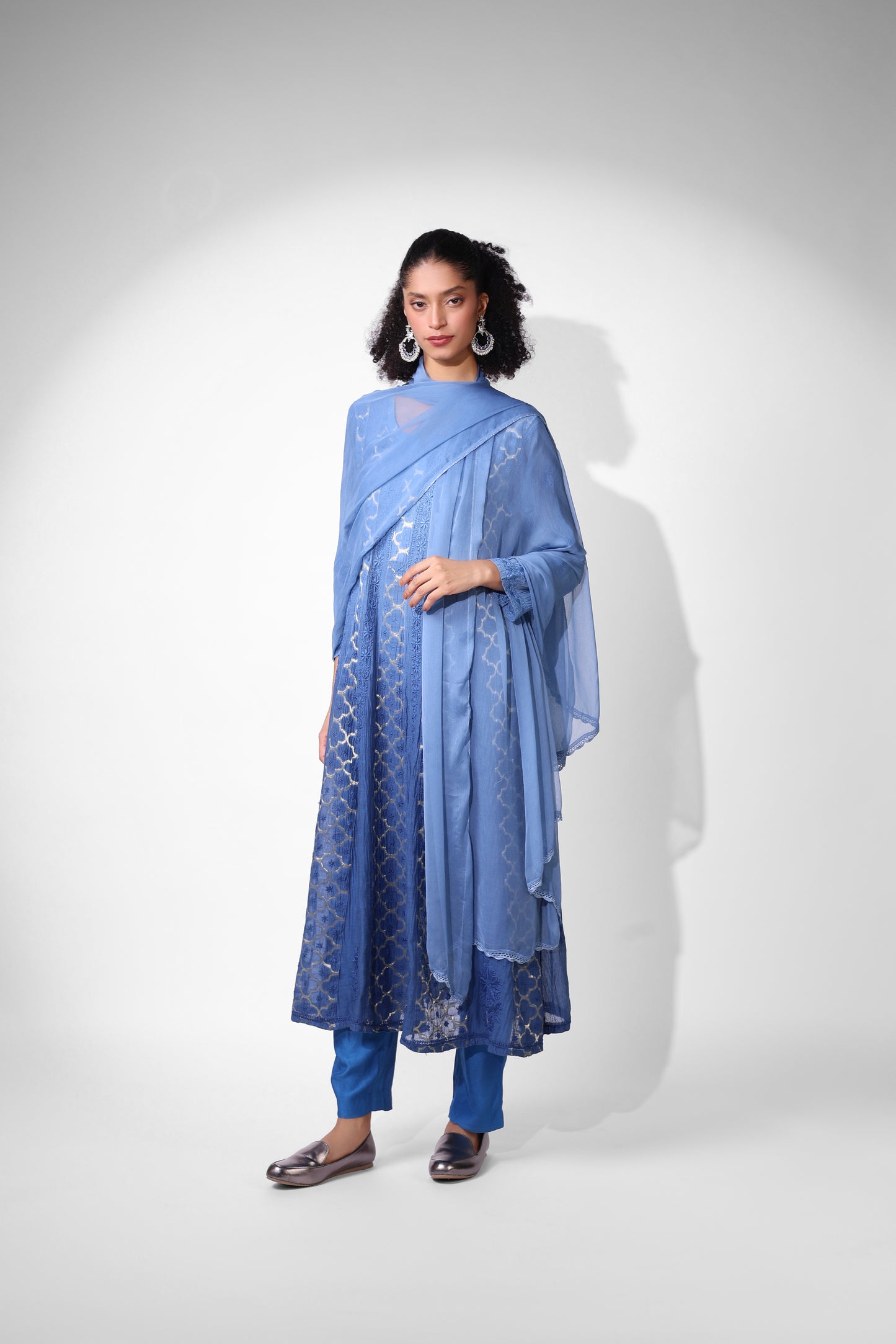 Banarasi Chanderi Anarkali (Symmetric Pattern)