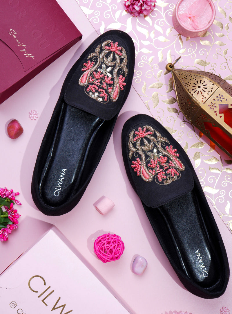 Black Peach Dhabka Shoes — product detail