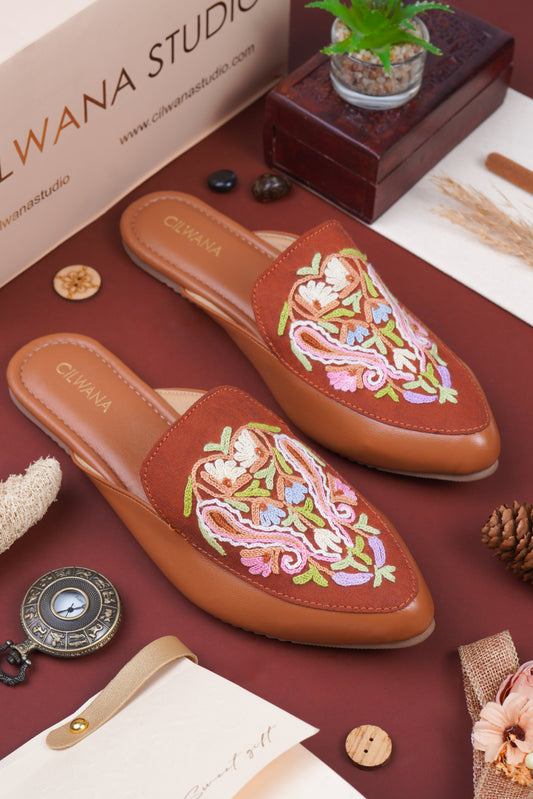 Brown Multi Almond Aari Mules