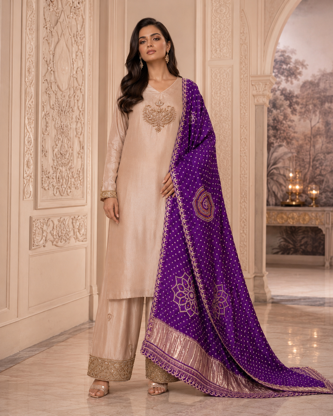 Mehr Bandhej Silk Co-ord Set