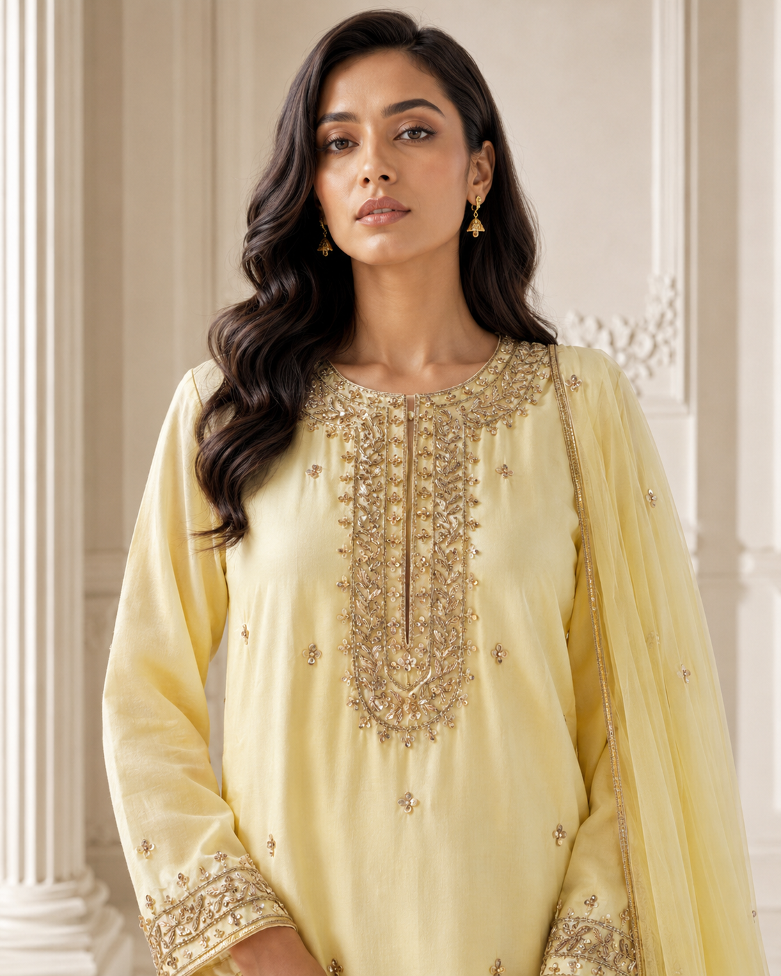 Lemon Dabka Zardozi Set