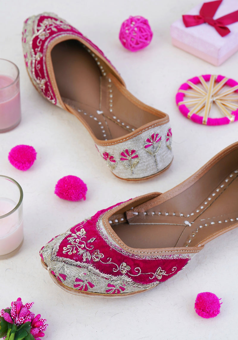 Pink Velvet Dhabka Jutti — product detail