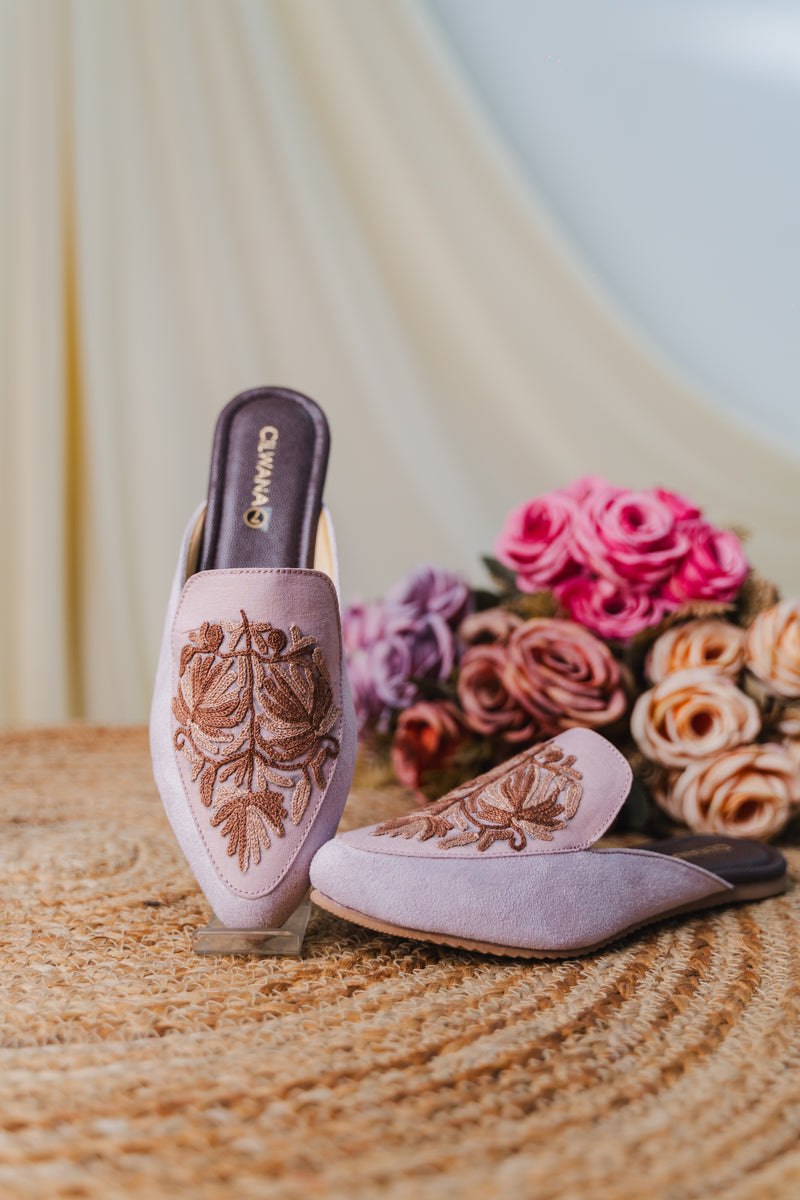 Purple and Brown Chinar Aari Mules — product detail