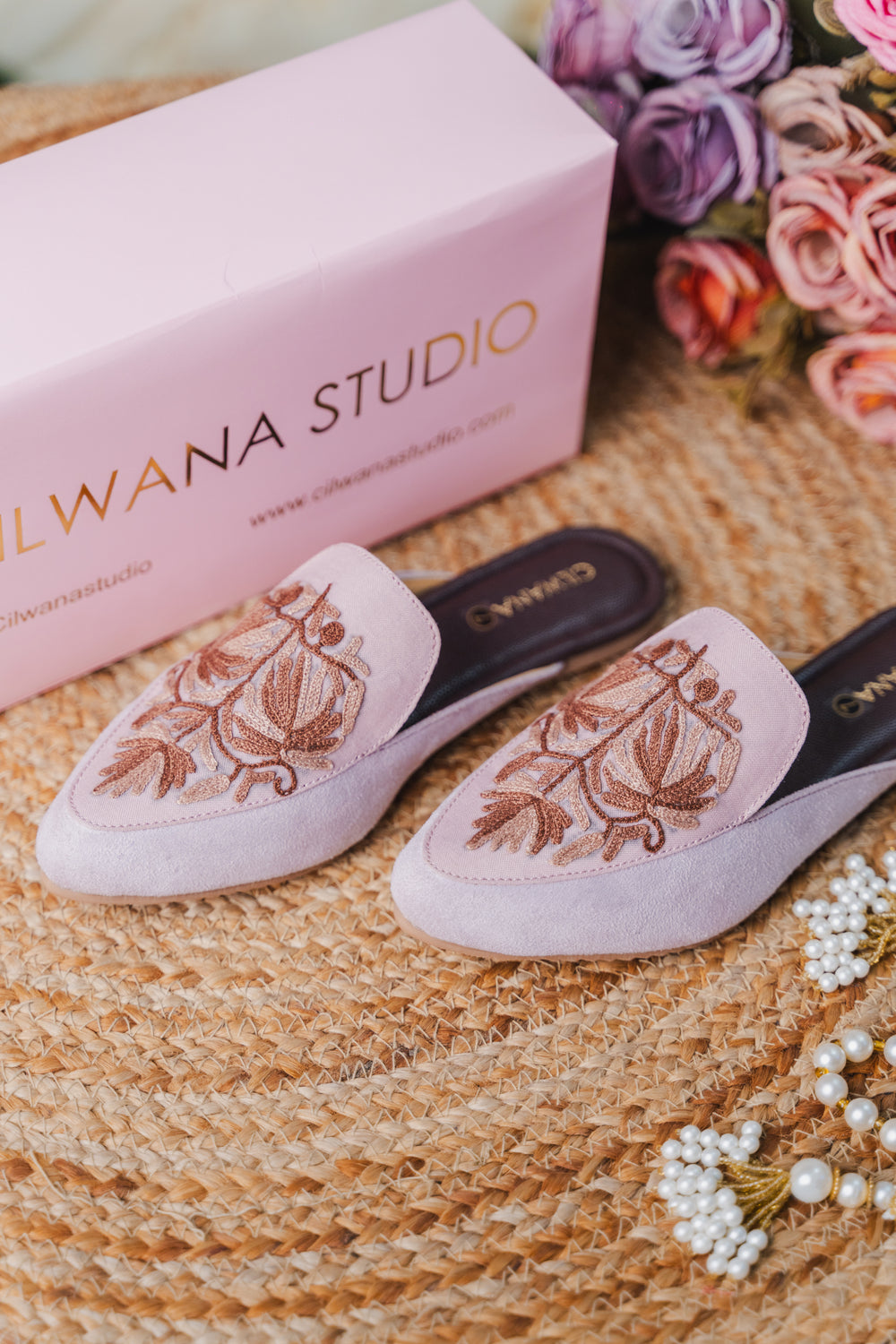 Purple and Brown Chinar Aari Mules