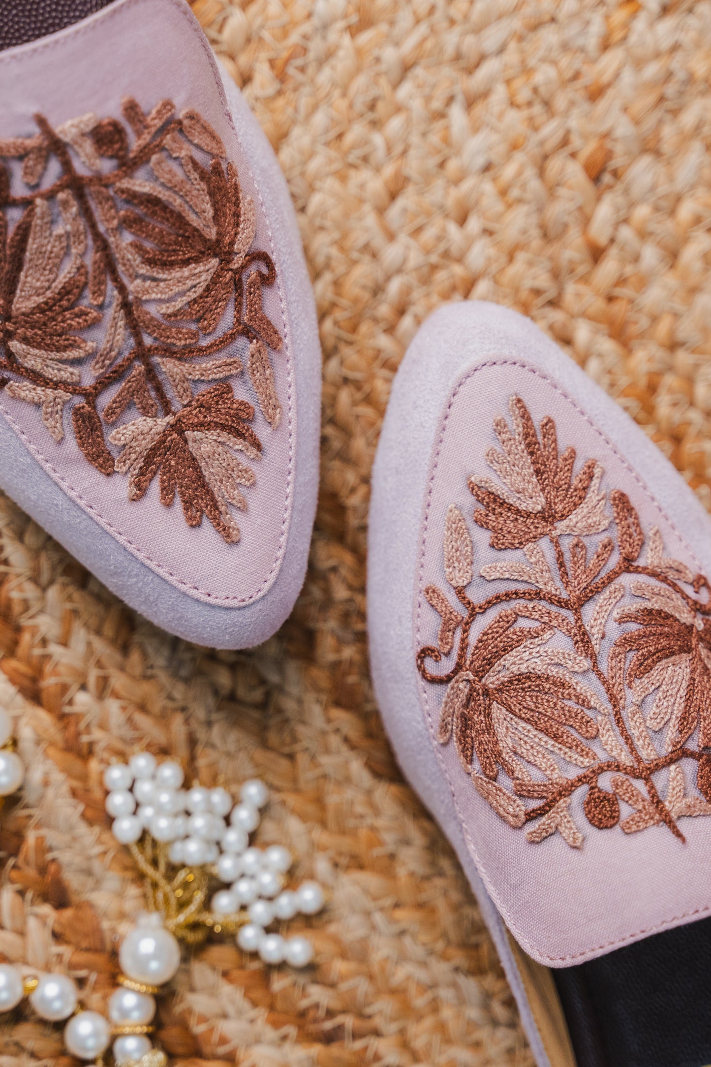 Purple and Brown Chinar Aari Mules