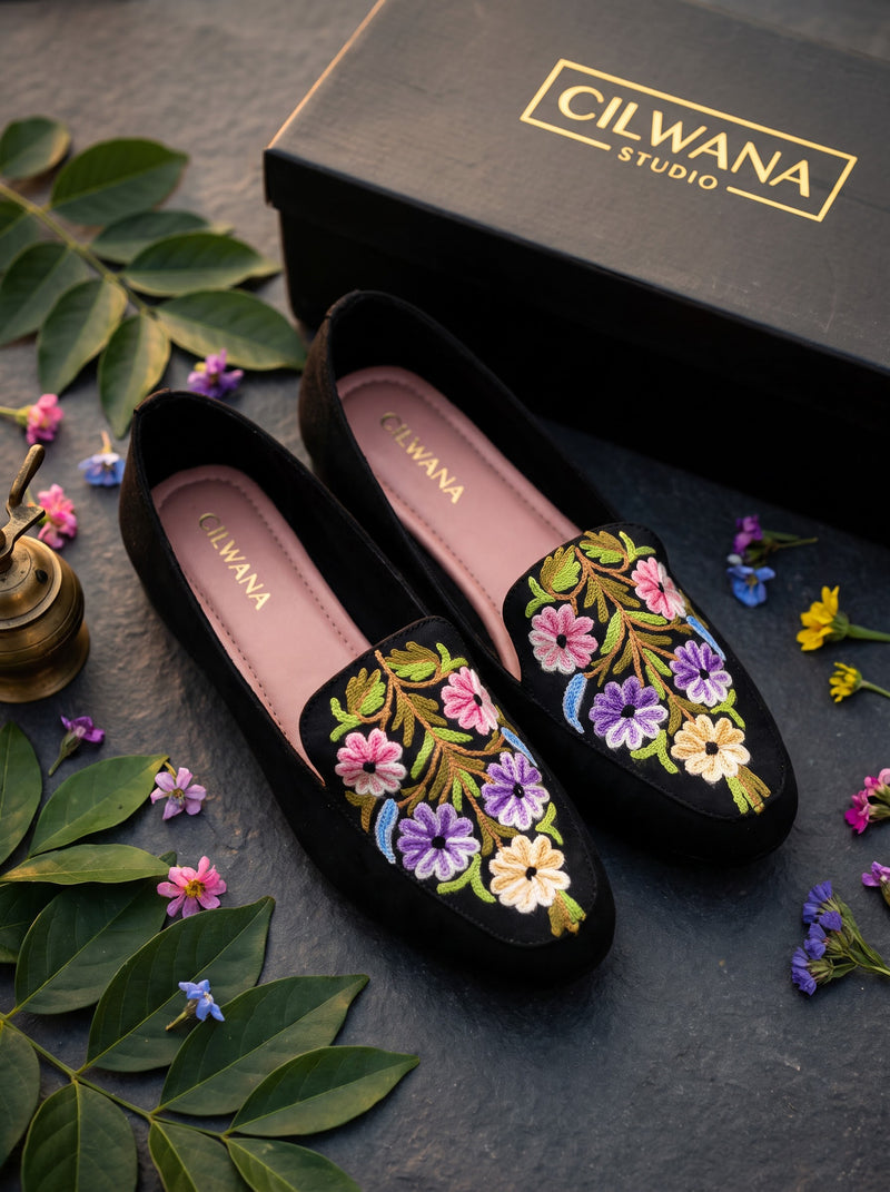 Black Floral Aari Shoes — product detail