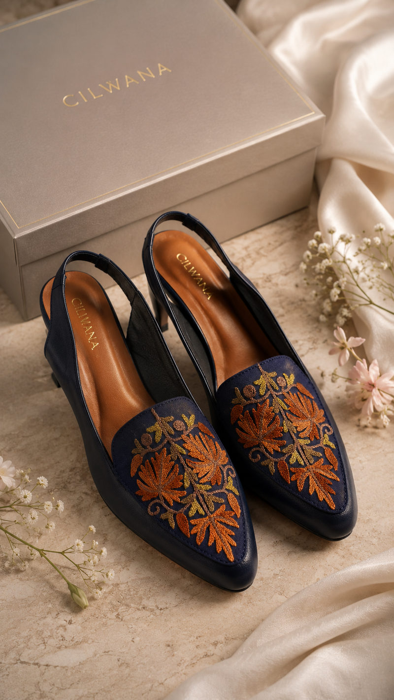 Navy Blue Autumn Chinar Aari Heel — product detail