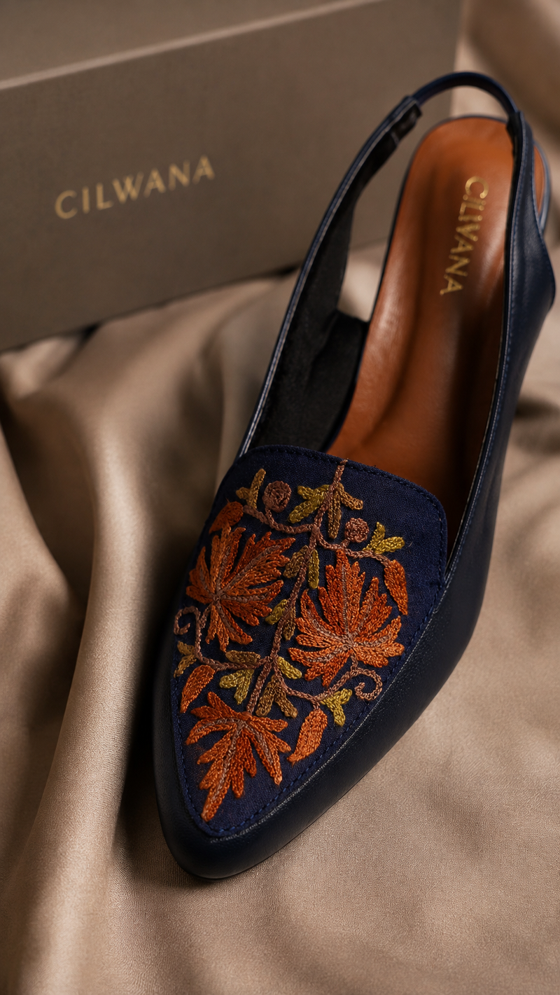 Navy Blue Autumn Chinar Aari Heel — product detail