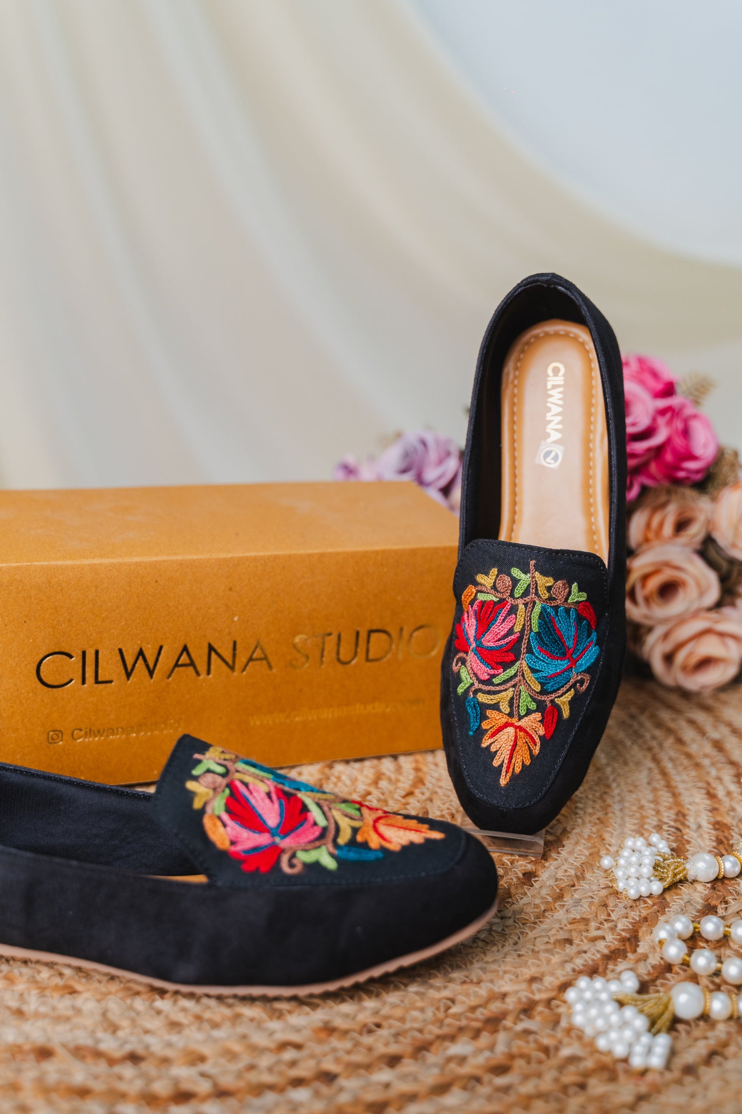 Black Multi Chinar Aari Shoes