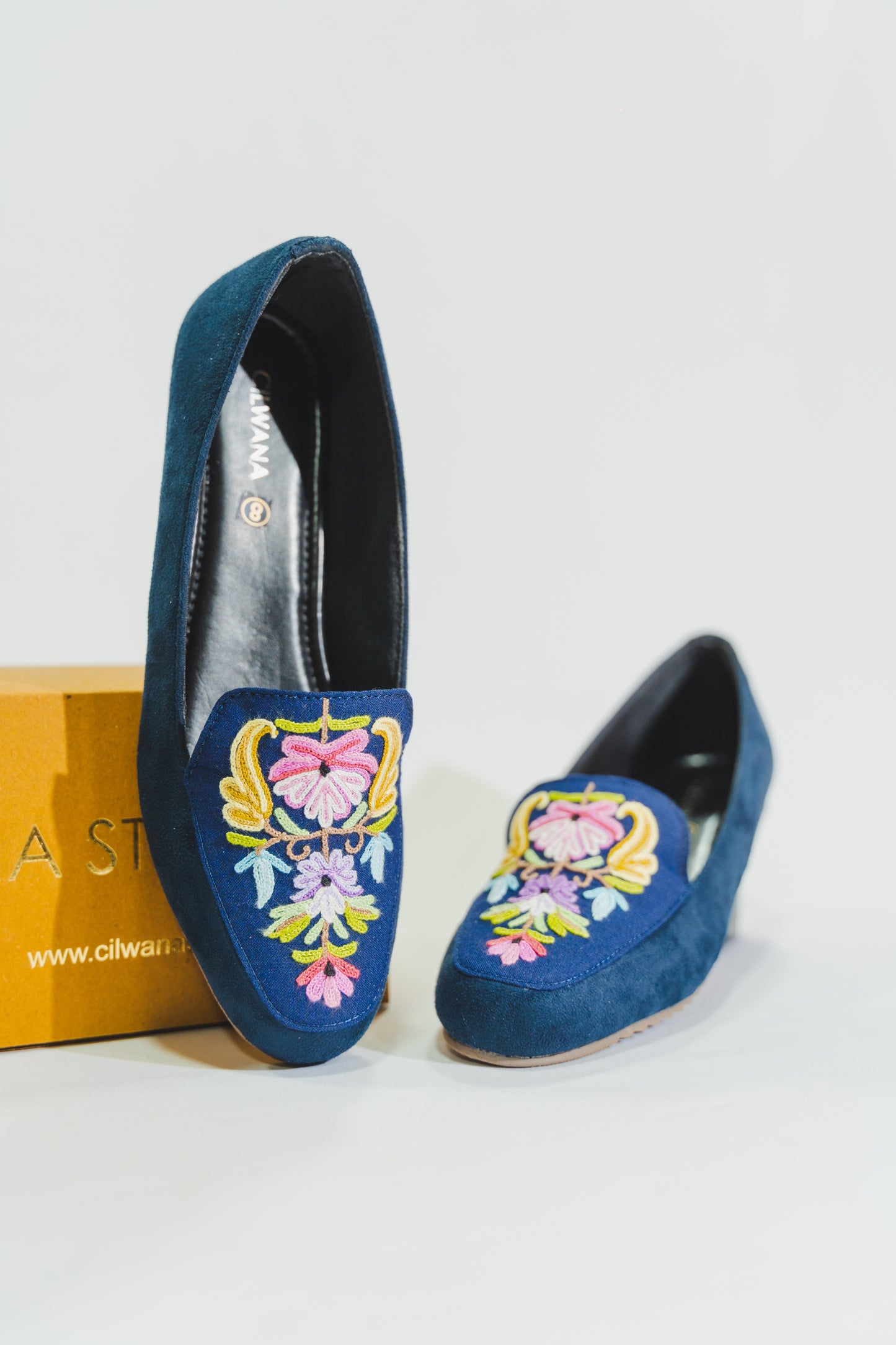 Blue Multi Floral Aari Shoes
