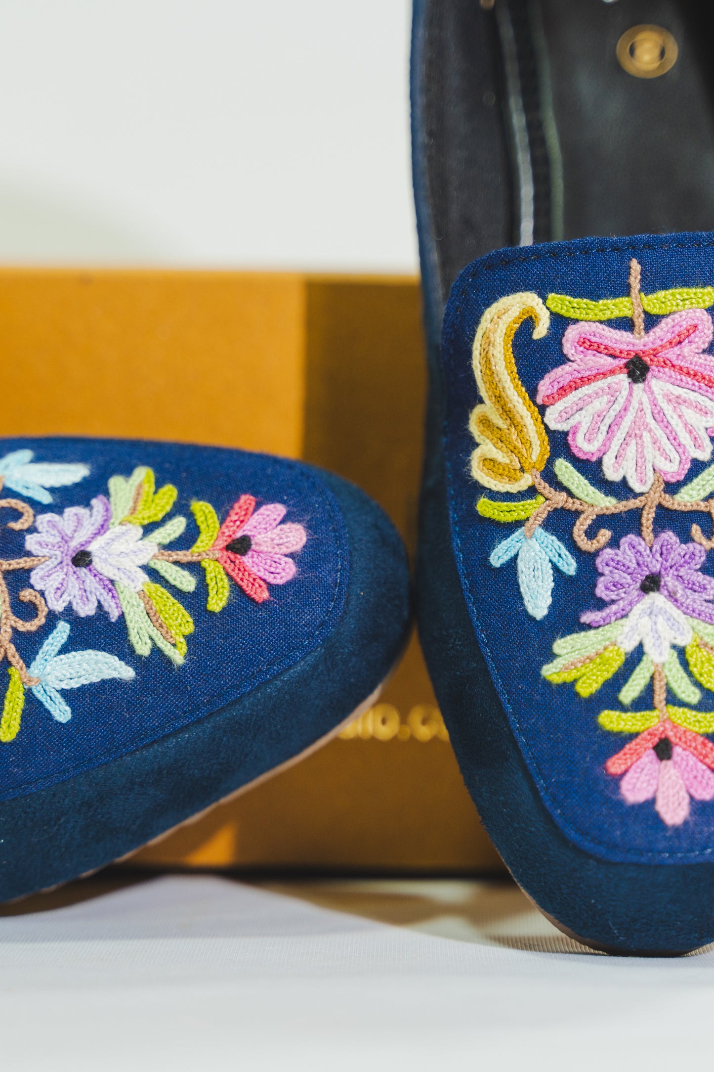 Blue Multi Floral Aari Shoes