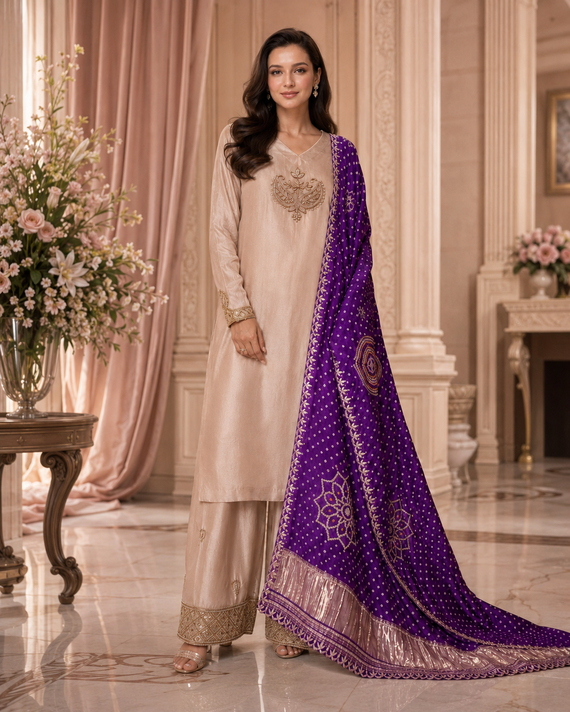 Mehr Bandhej Silk Co-ord Set
