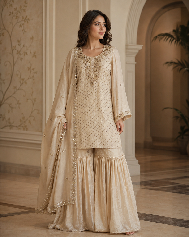 Zareen Parsi Dabka Garara Set