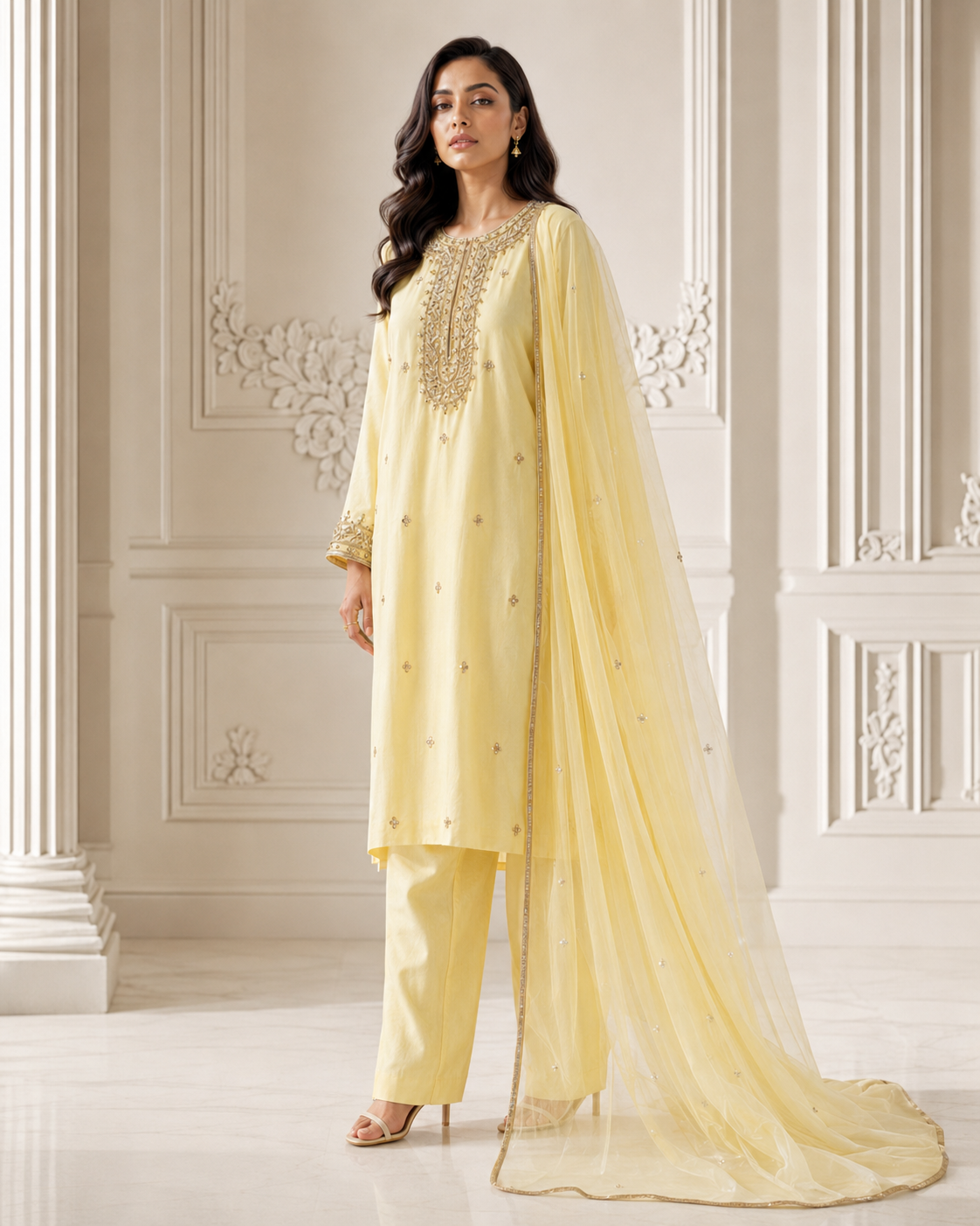 Lemon Dabka Zardozi Set