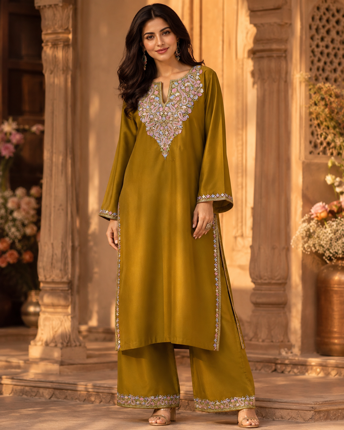 Saffron Aari Cotton Co-ord Set