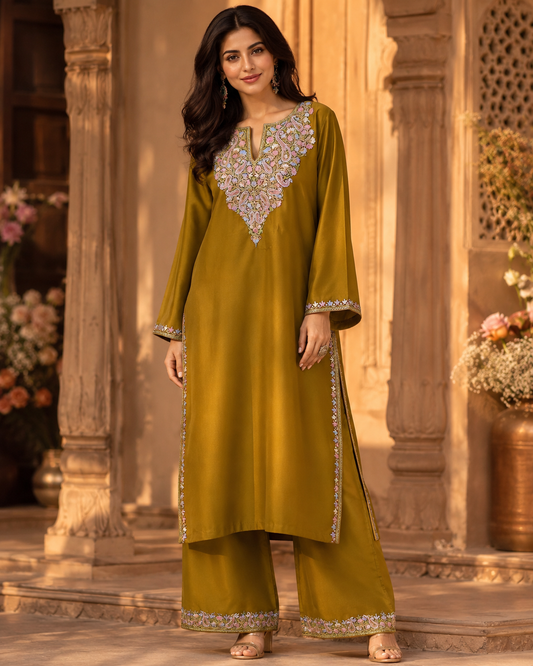 Saffron Aari Cotton Co-ord Set