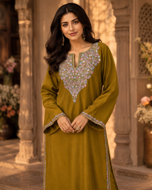 Saffron Aari Cotton Co-ord Set