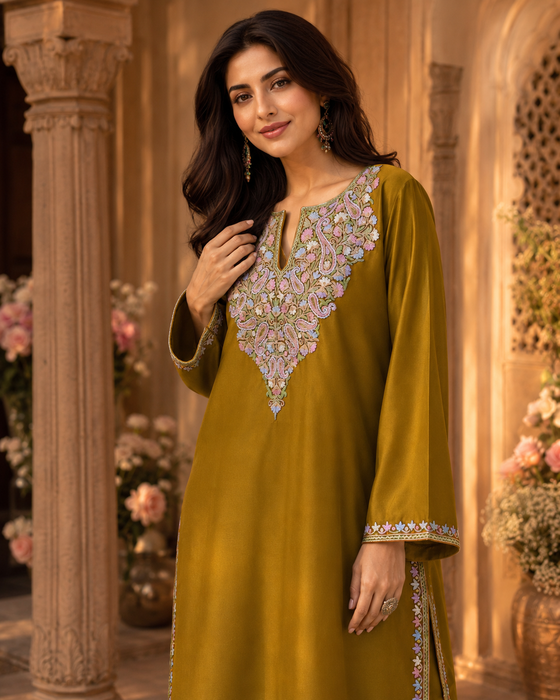 Saffron Aari Cotton Co-ord Set