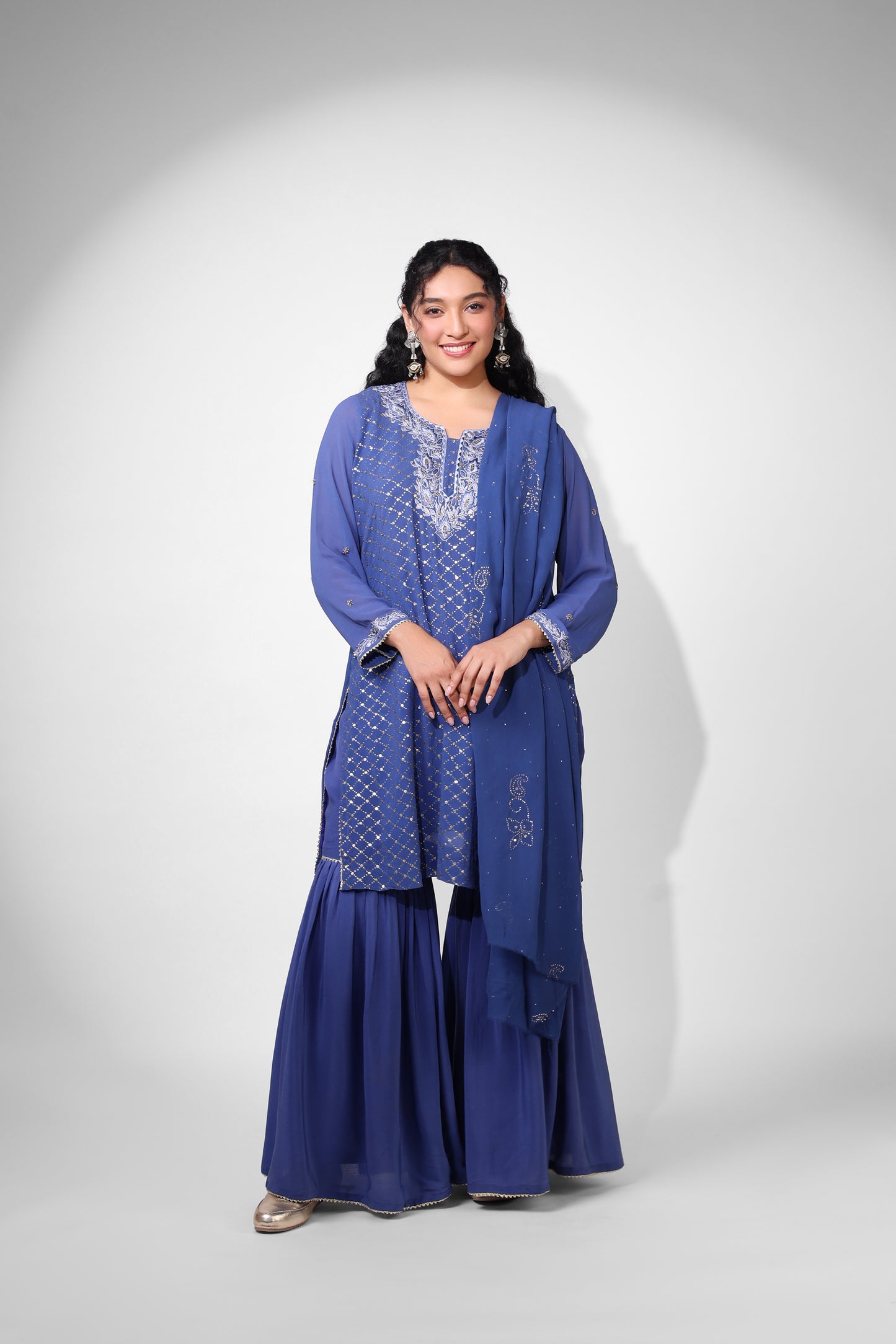 Parsi Mukaish Gharara (Blue)