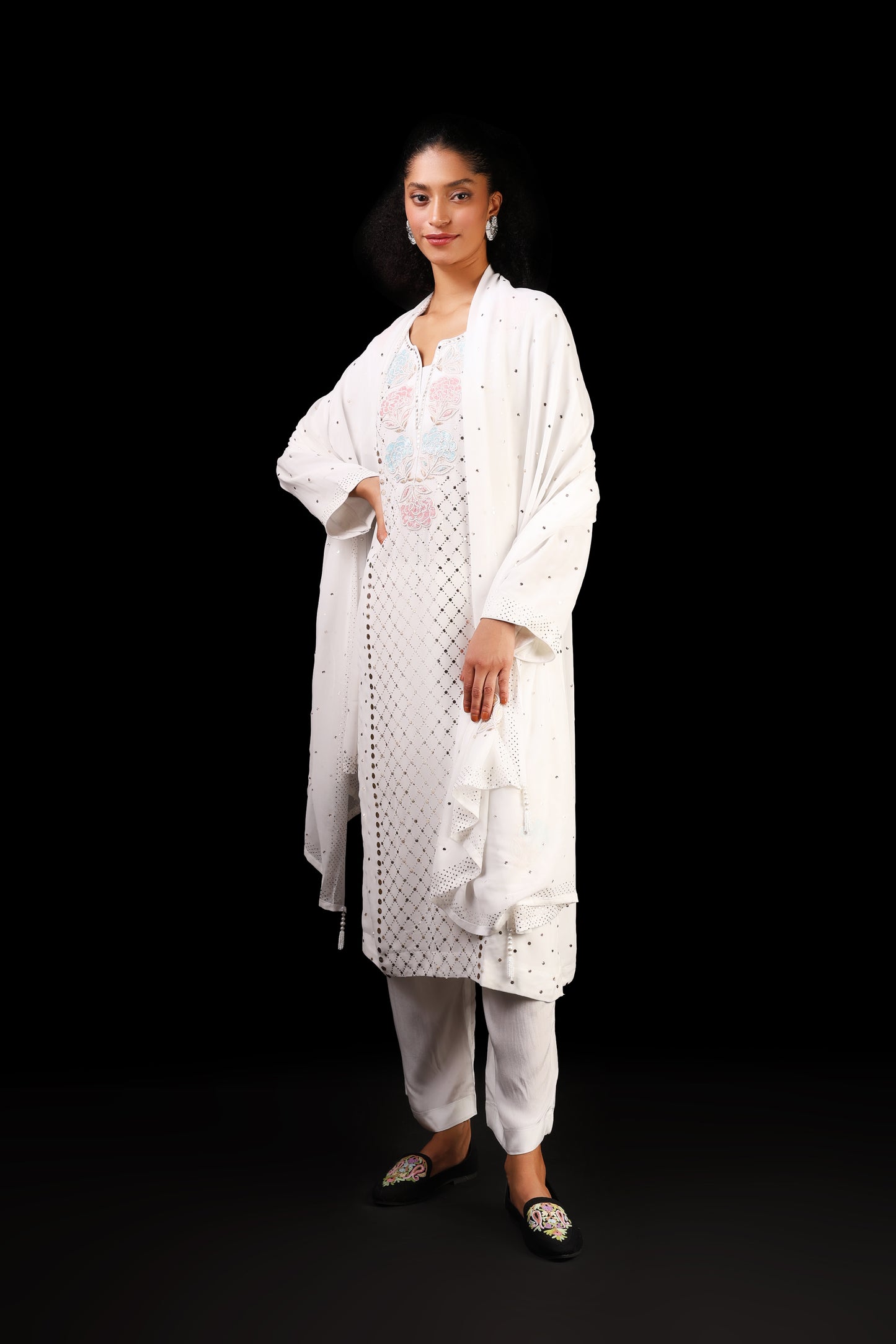 Pure Georgette Mukaish add on Sequin & Pearl