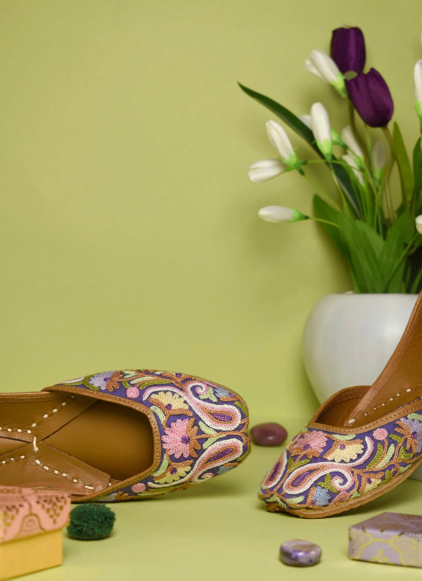 Purple Multi Almond Aari Jutti