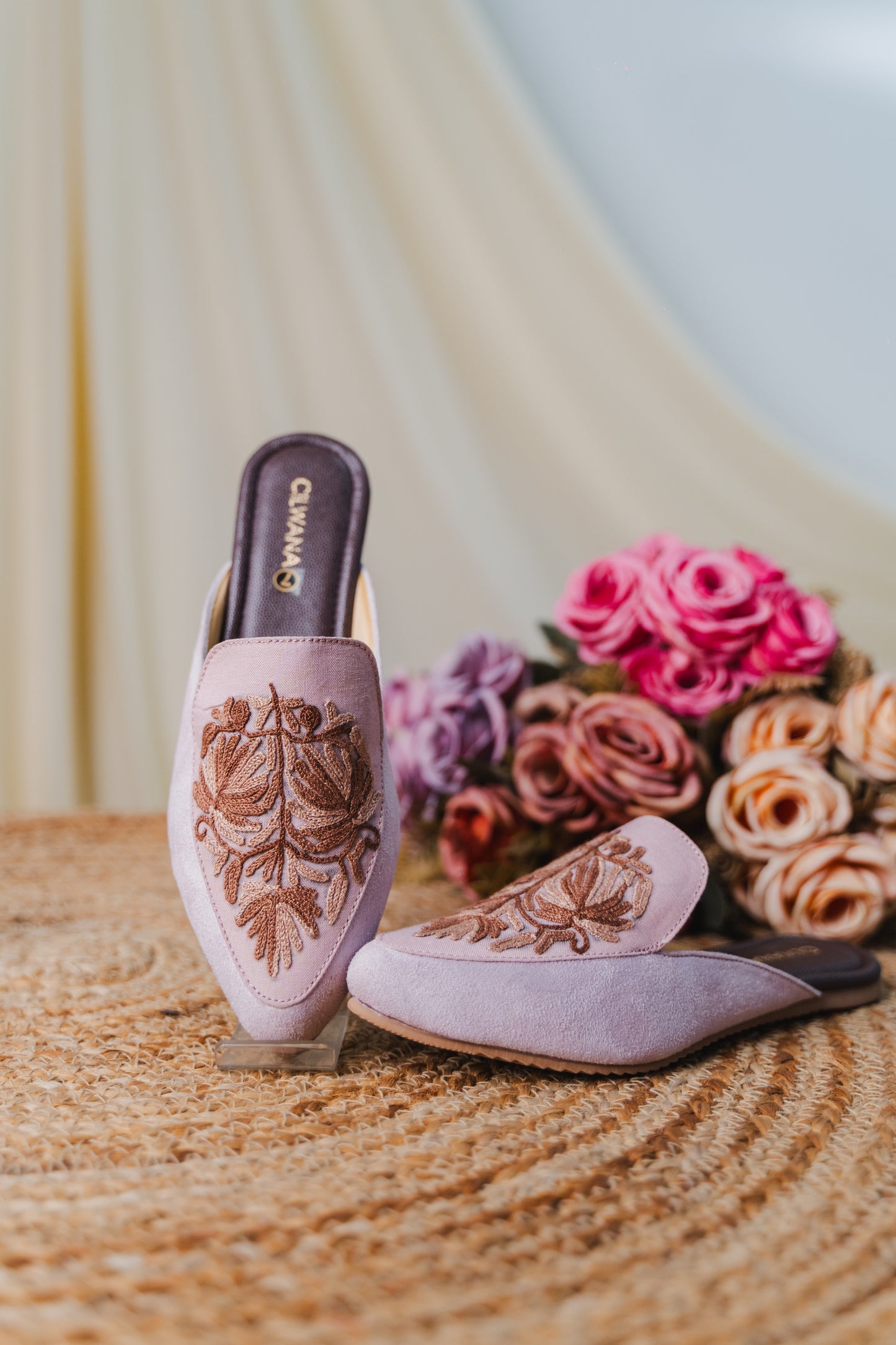 Purple and Brown Chinar Aari Mules