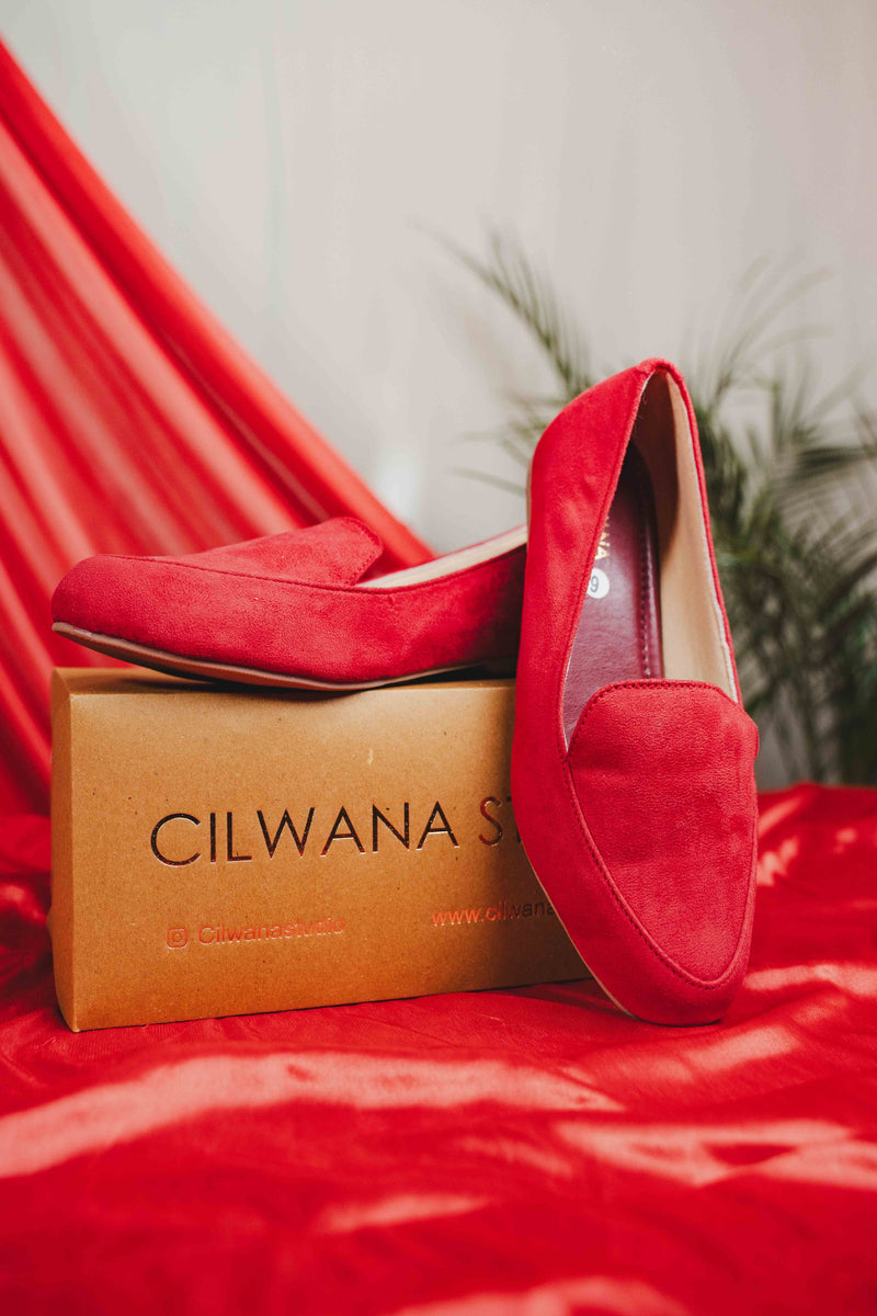 Red Plain Shoes