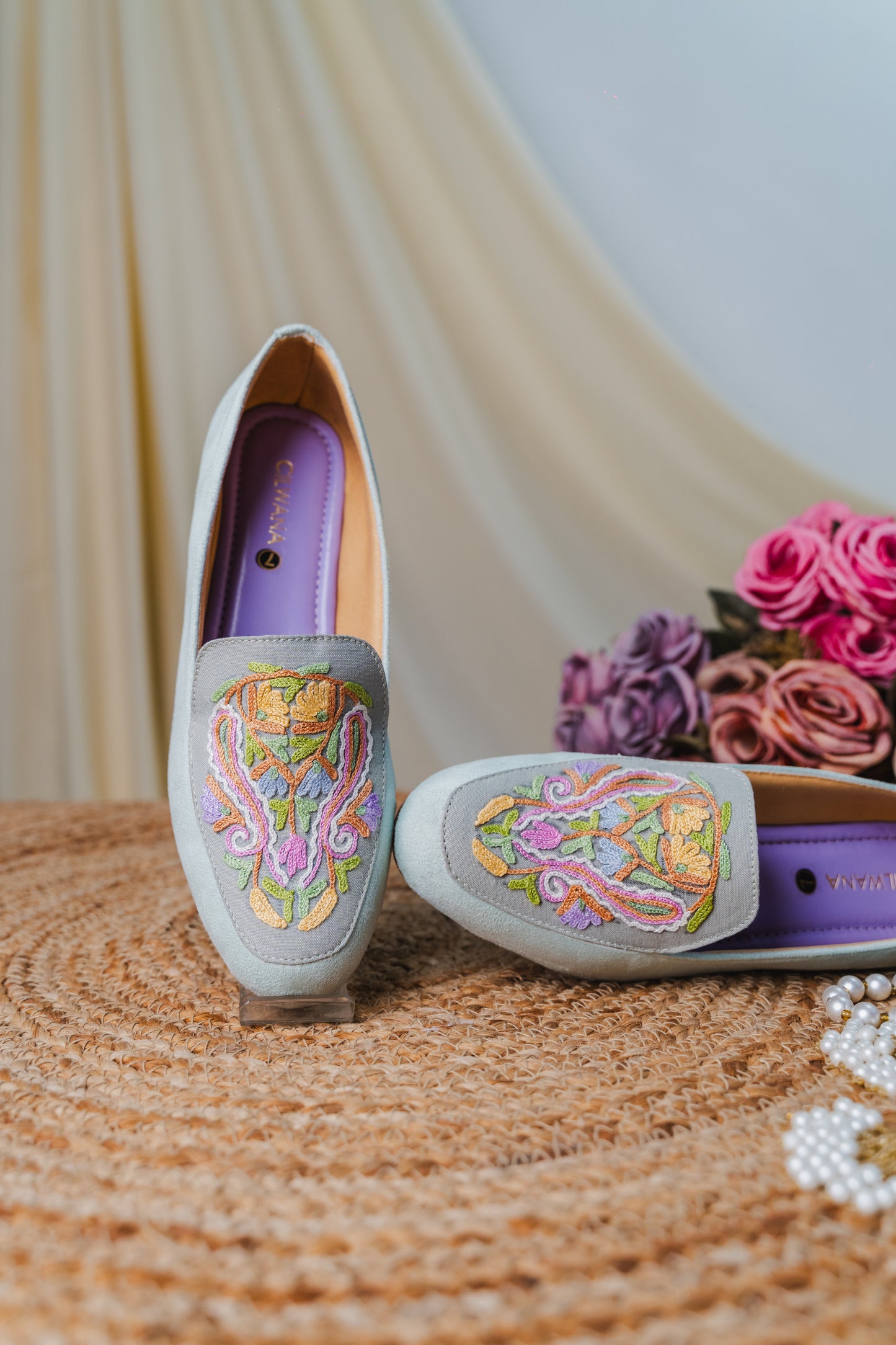 Sea Green Almond Aari Shoes