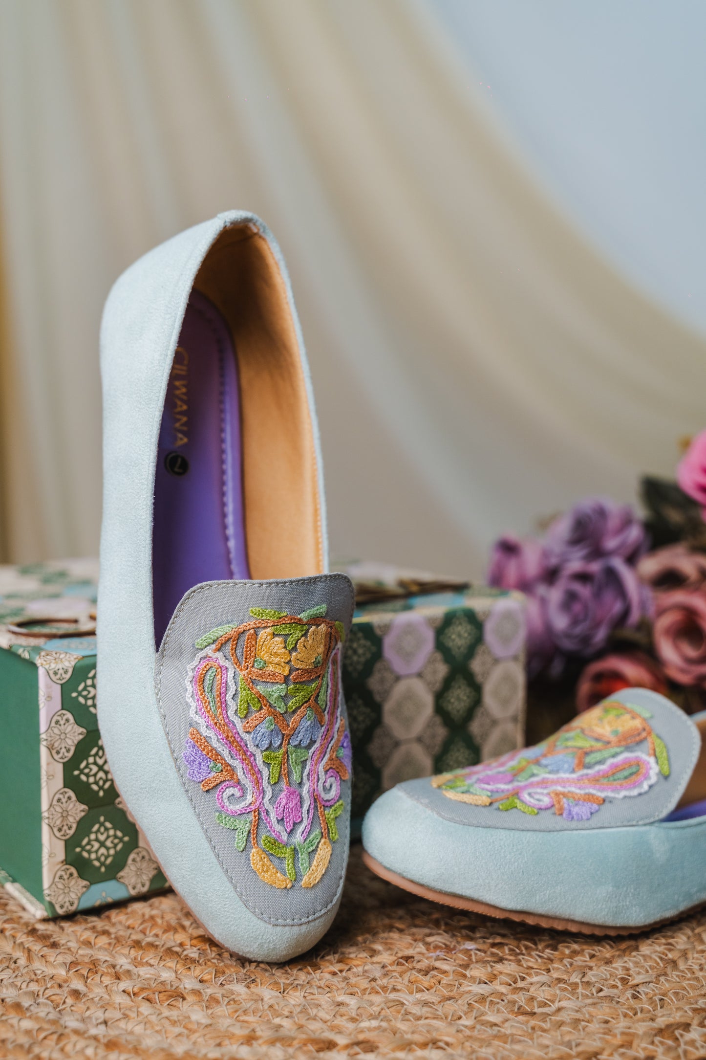 Sea Green Almond Aari Shoes