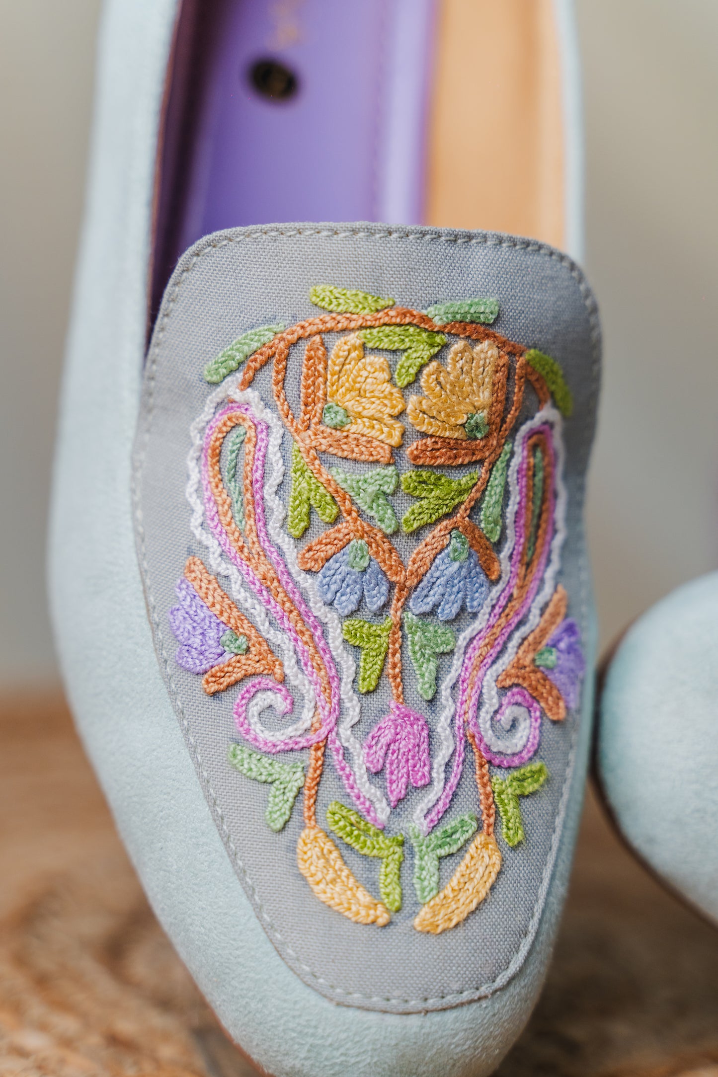 Sea Green Almond Aari Shoes