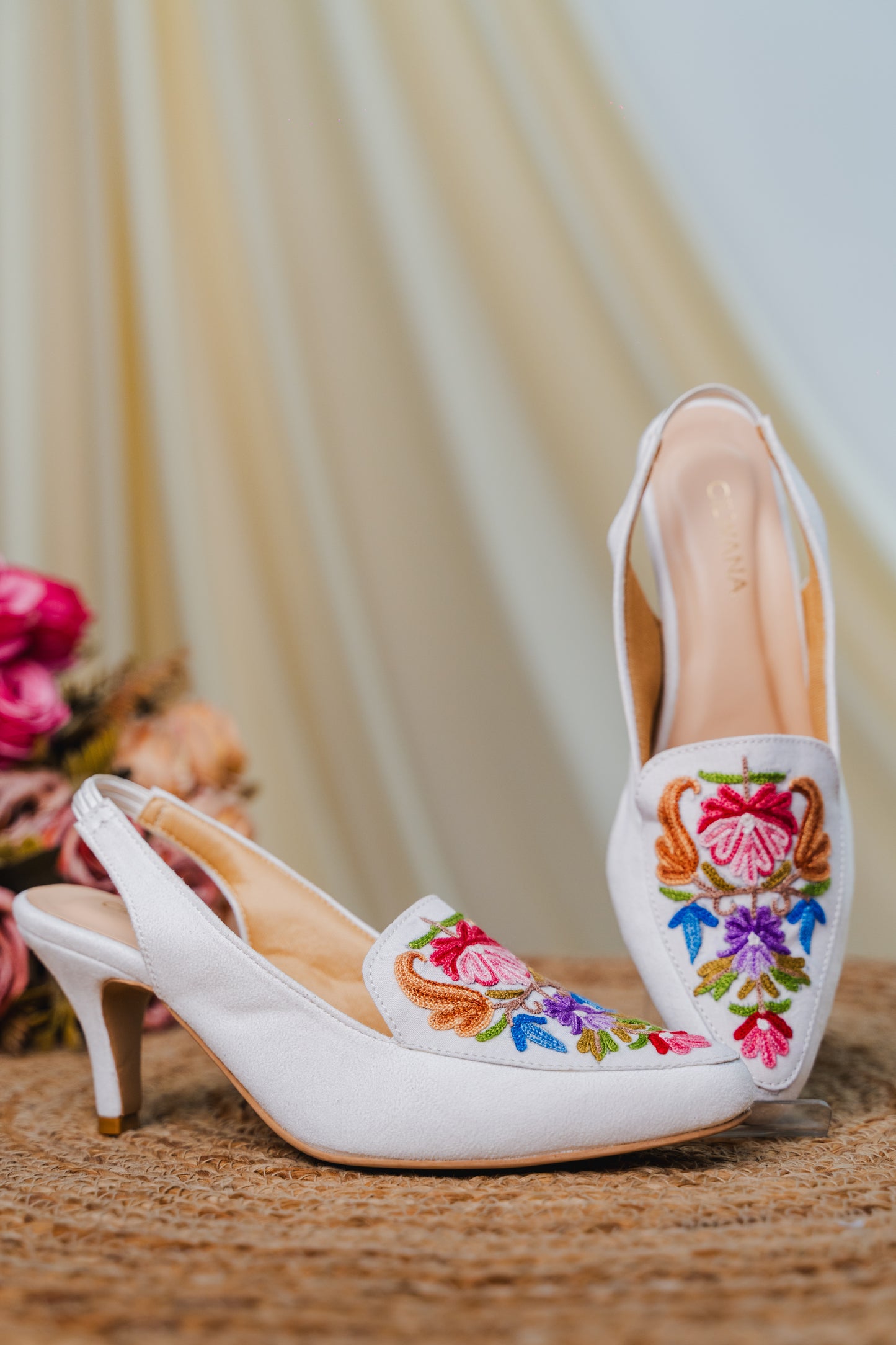 White Multi Floral Heel