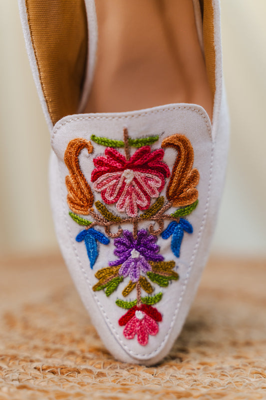 White Multi Floral Heel