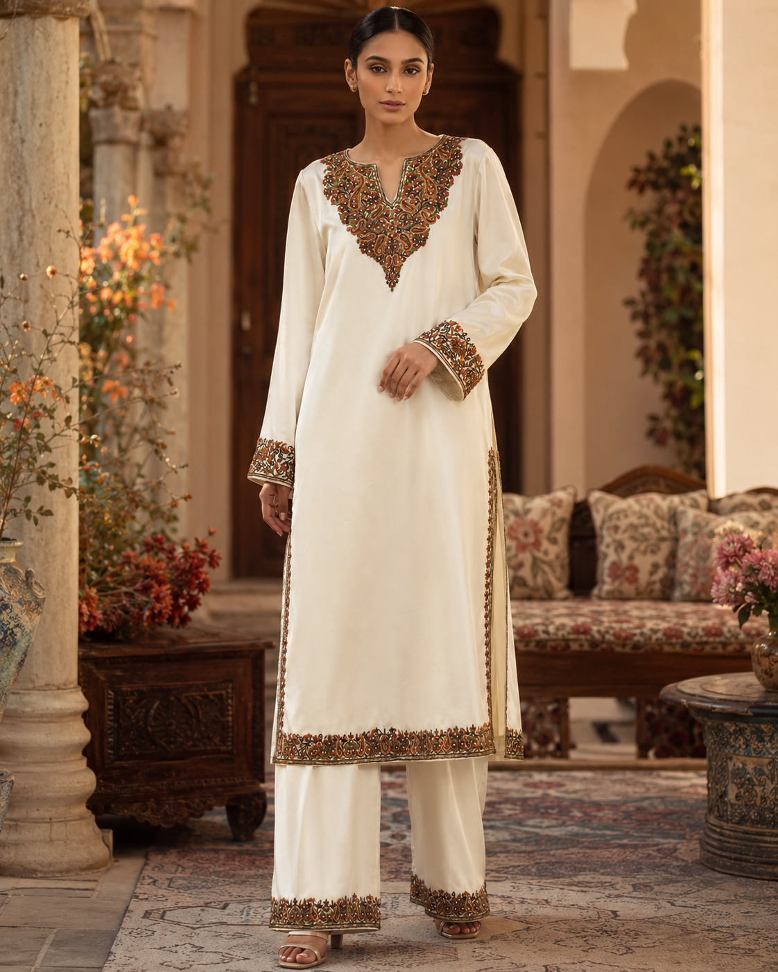 Ivory Aari Cotton Co-ord Set