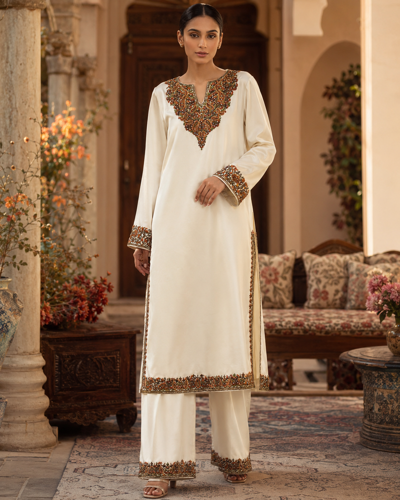 Ivory Aari Cotton Co-ord Set