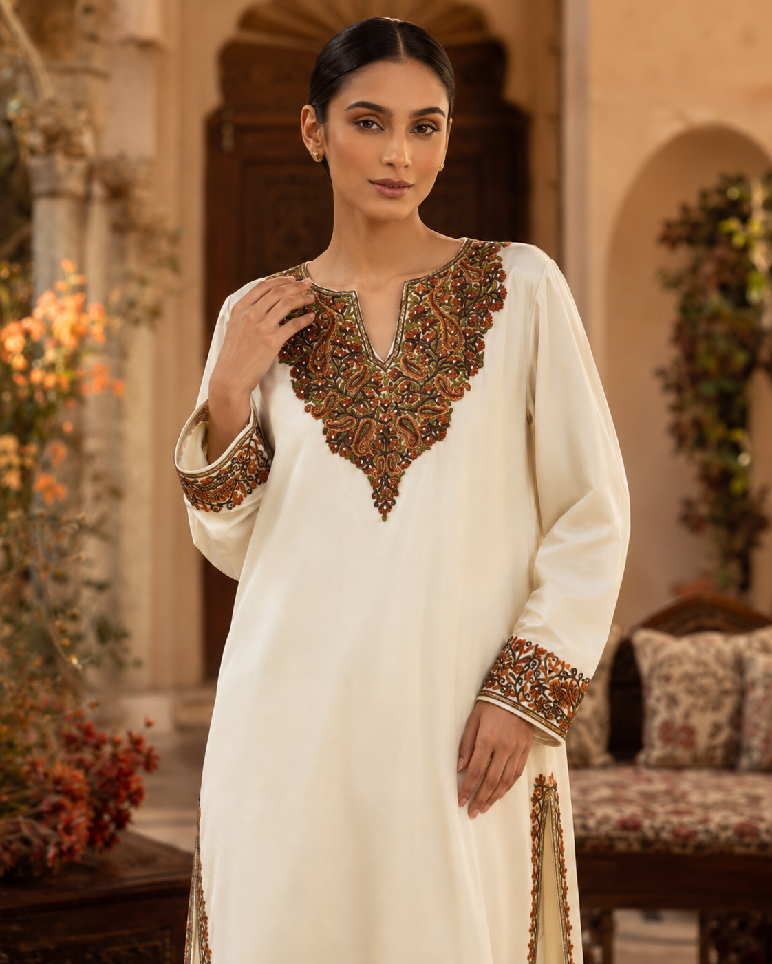 Ivory Aari Cotton Co-ord Set