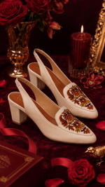 White Autumn Floral Aari Heel