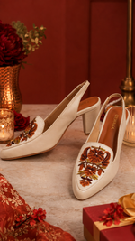 White Autumn Floral Aari Heel