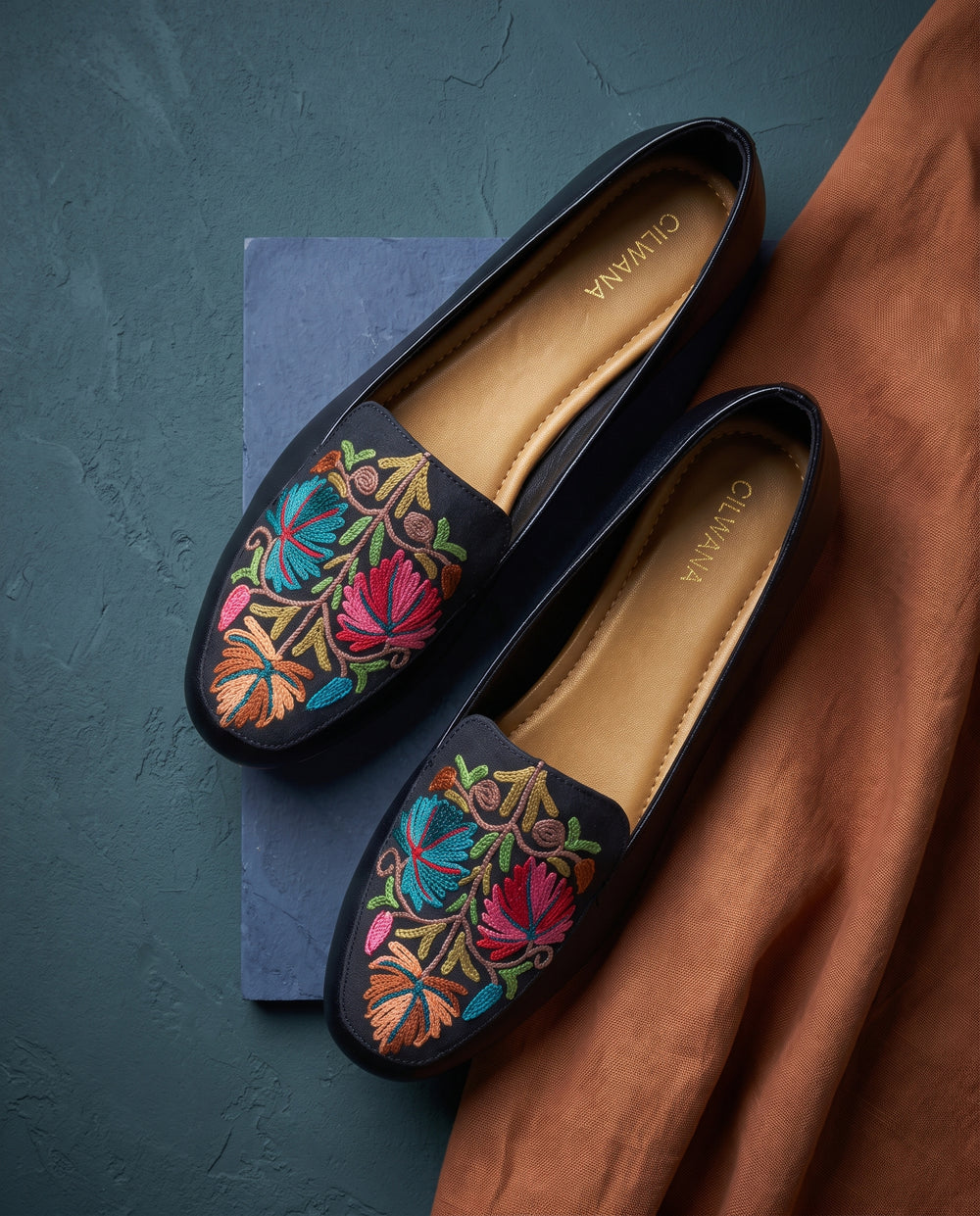 Black Multi Chinar Aari Shoes