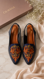 Navy Blue Autumn Chinar Aari Heel