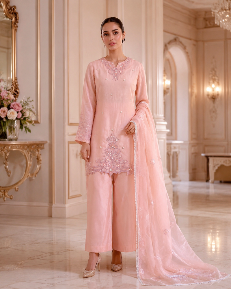 Peach Bloom Crepe Co-ord Set