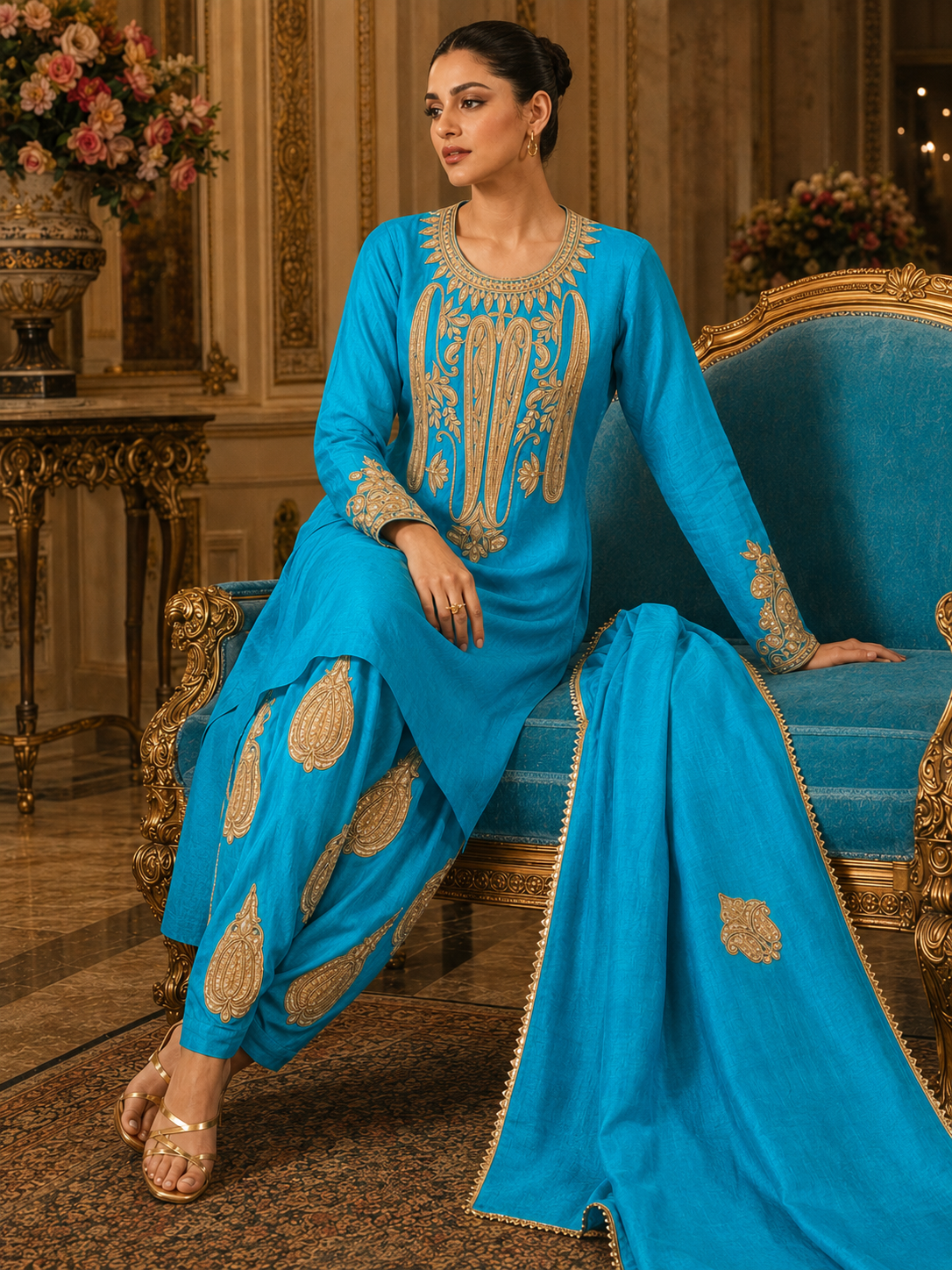 Ferozi Farshi Tilla Set
