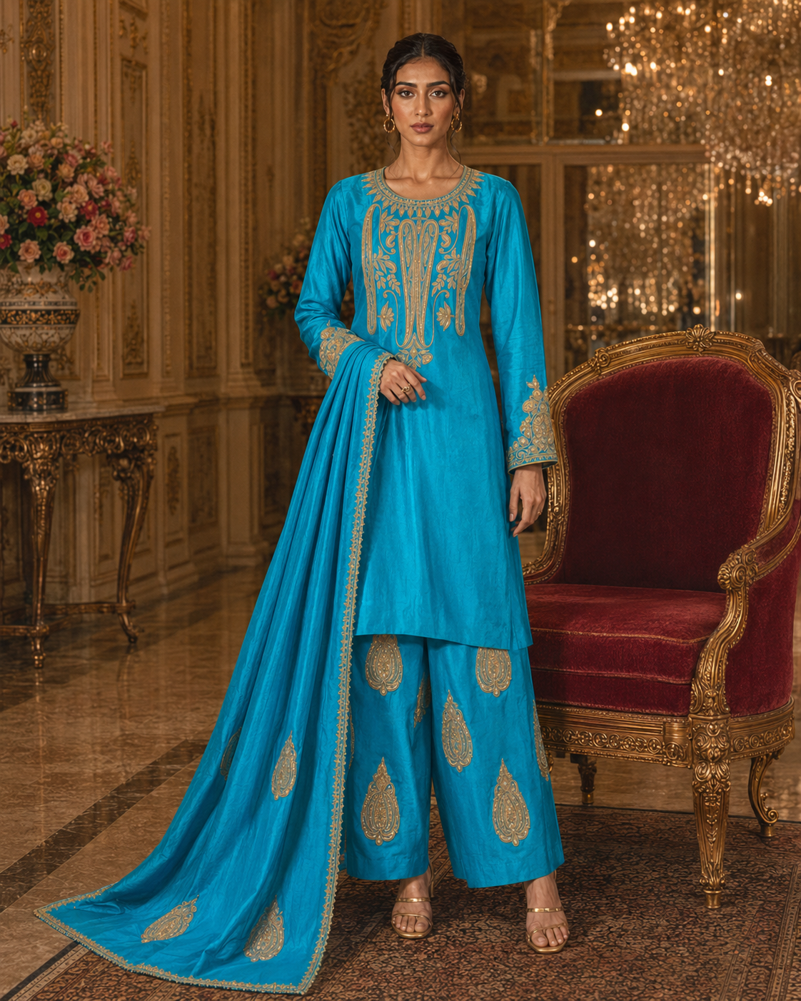 Ferozi Farshi Tilla Set