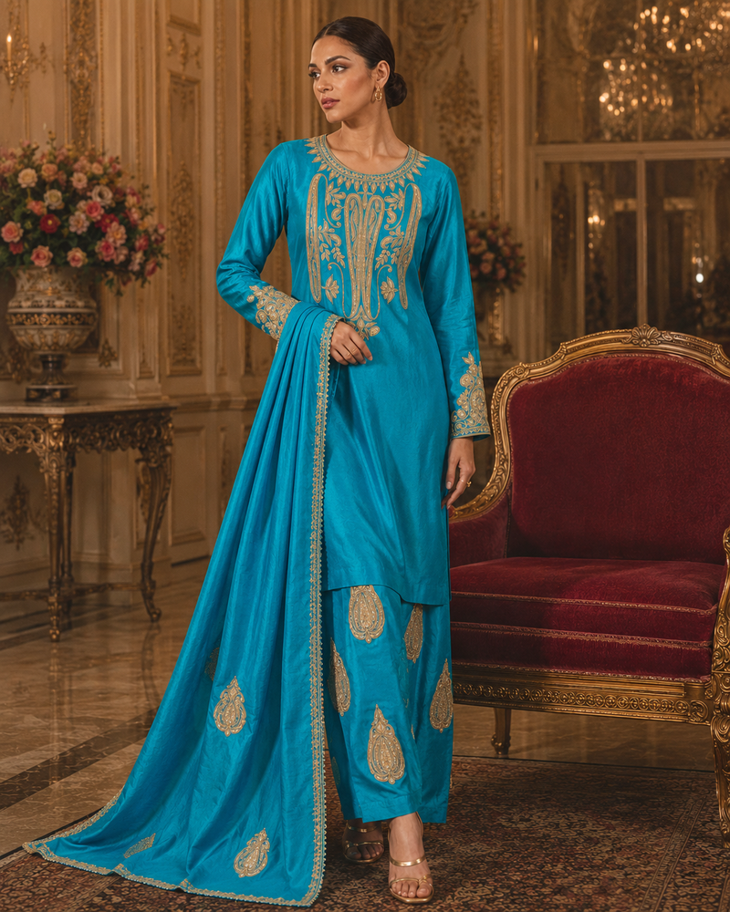 Ferozi Farshi Tilla Set
