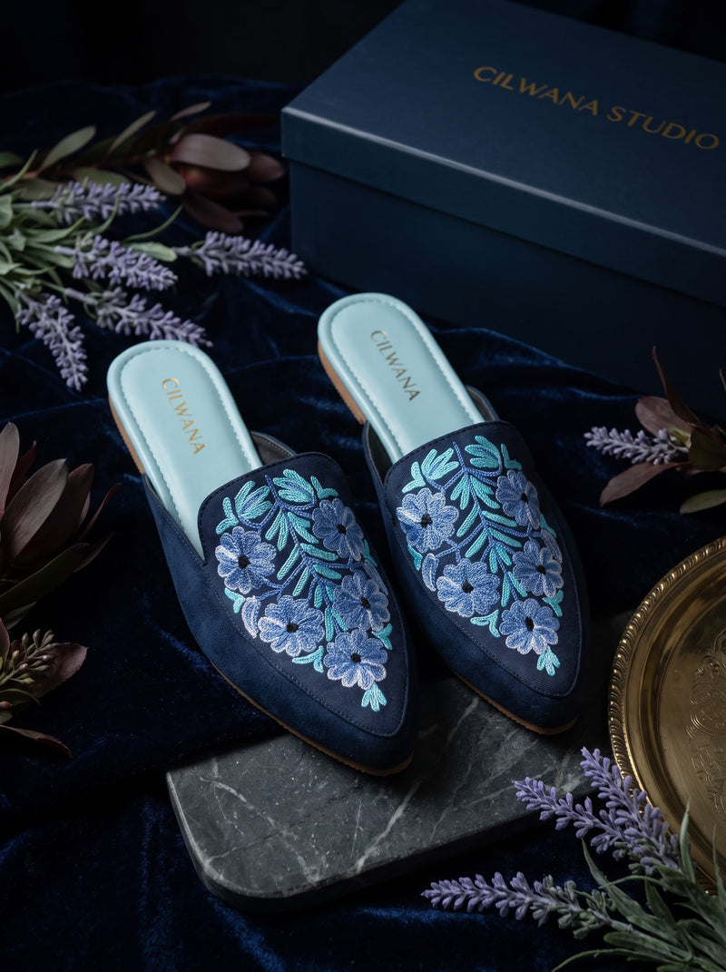 Blue Floral Aari Mules — product detail