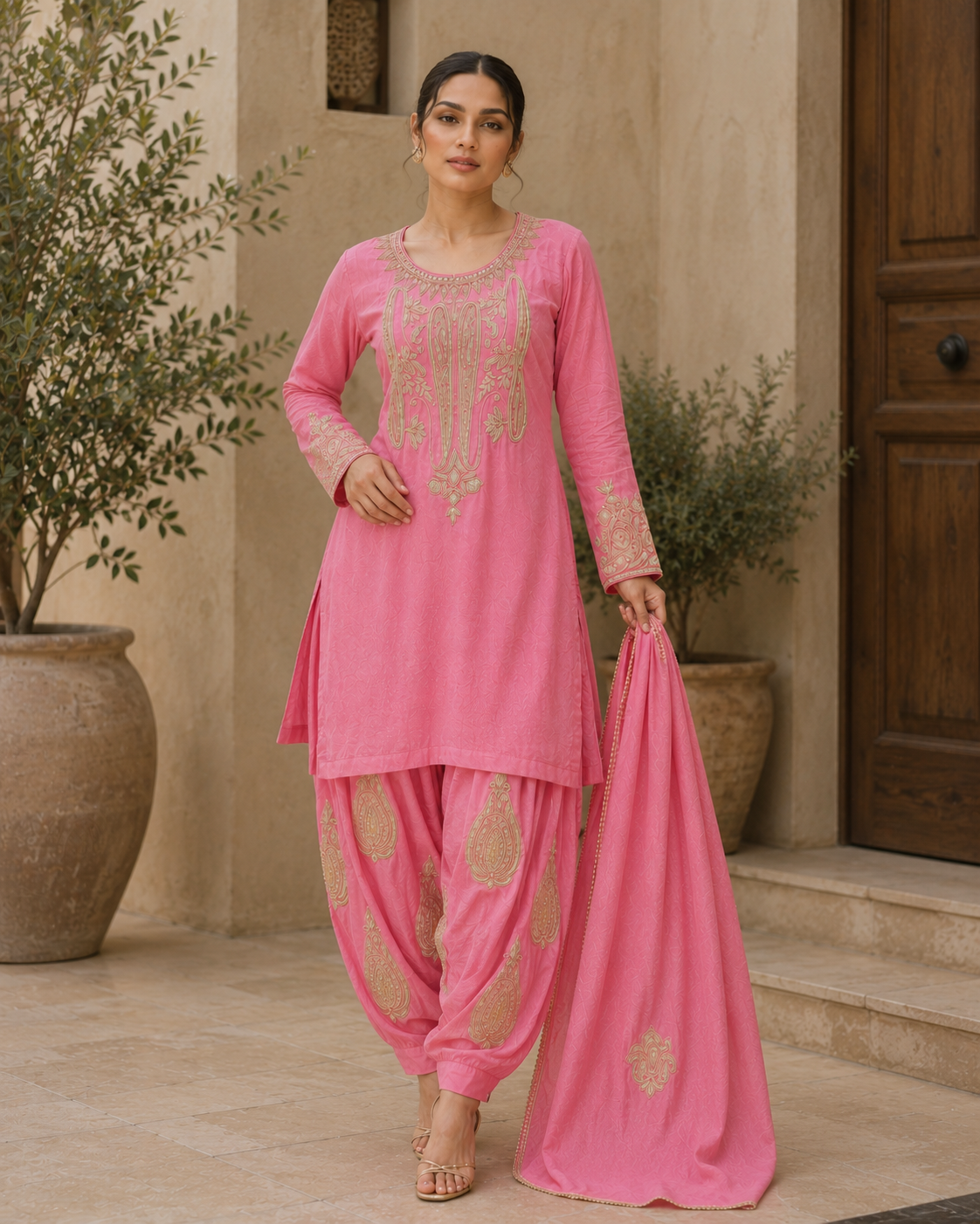 Gulabi Farshi Tilla Set