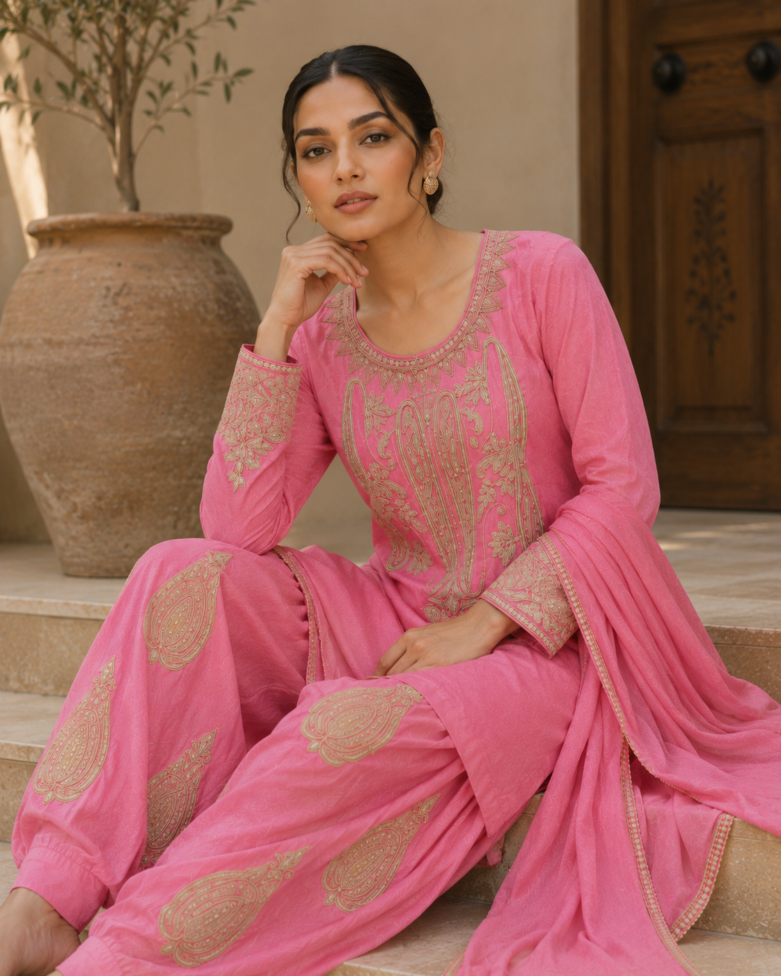 Gulabi Farshi Tilla Set