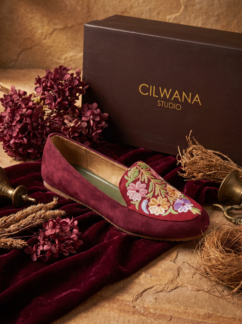 Maroon Floral Aari Shoes — product detail