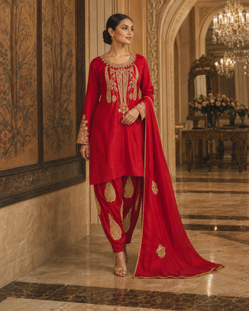 Surkh Farshi Tilla Set